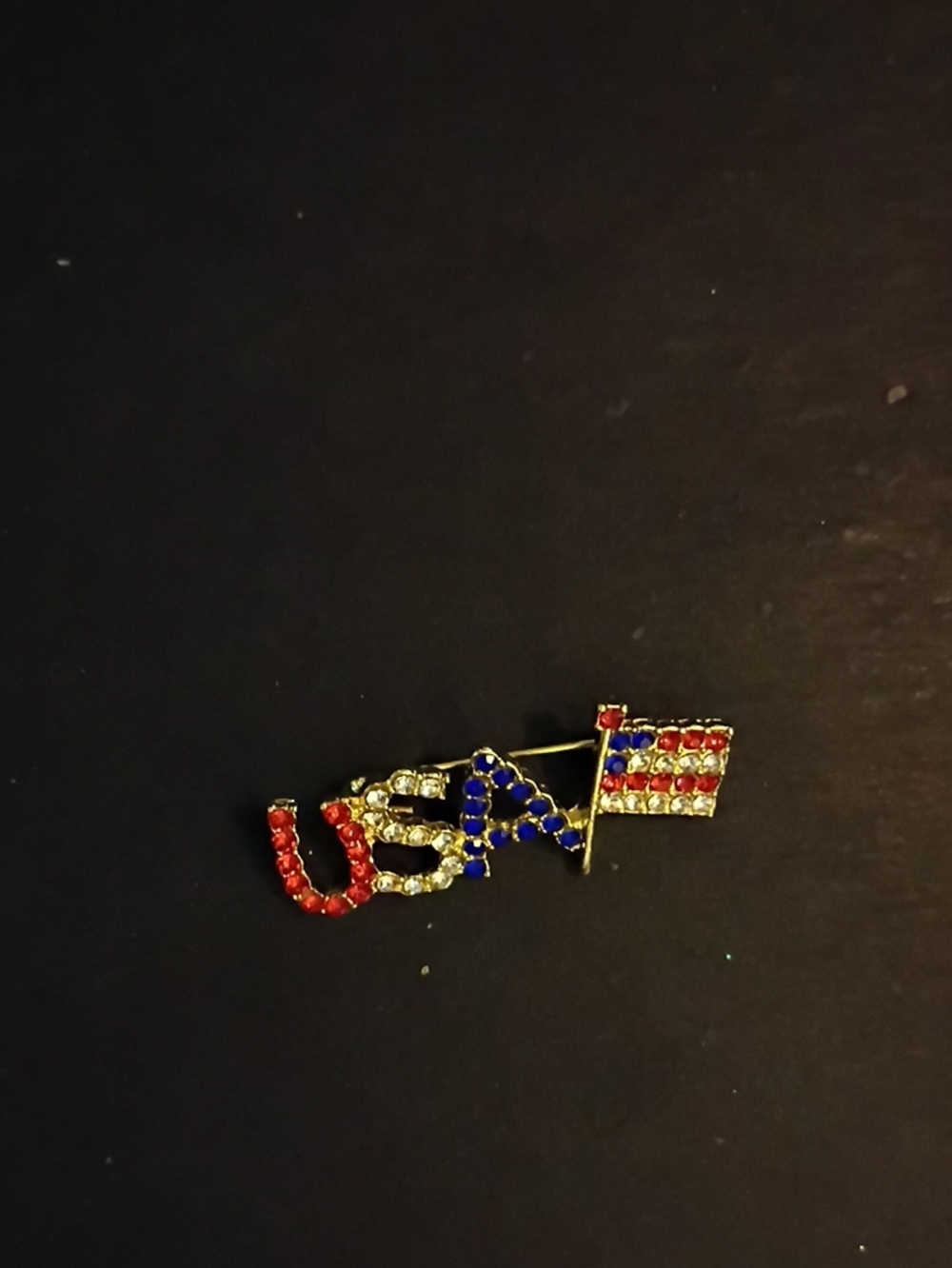 USA Flag Crystal Pin Brooch - Red, White & Blue